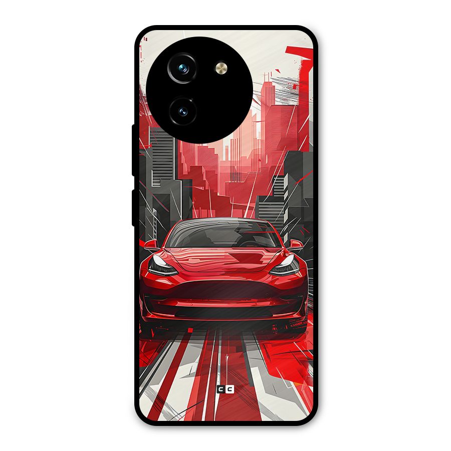 Red And Black Car Metal Back Case for Vivo T3x