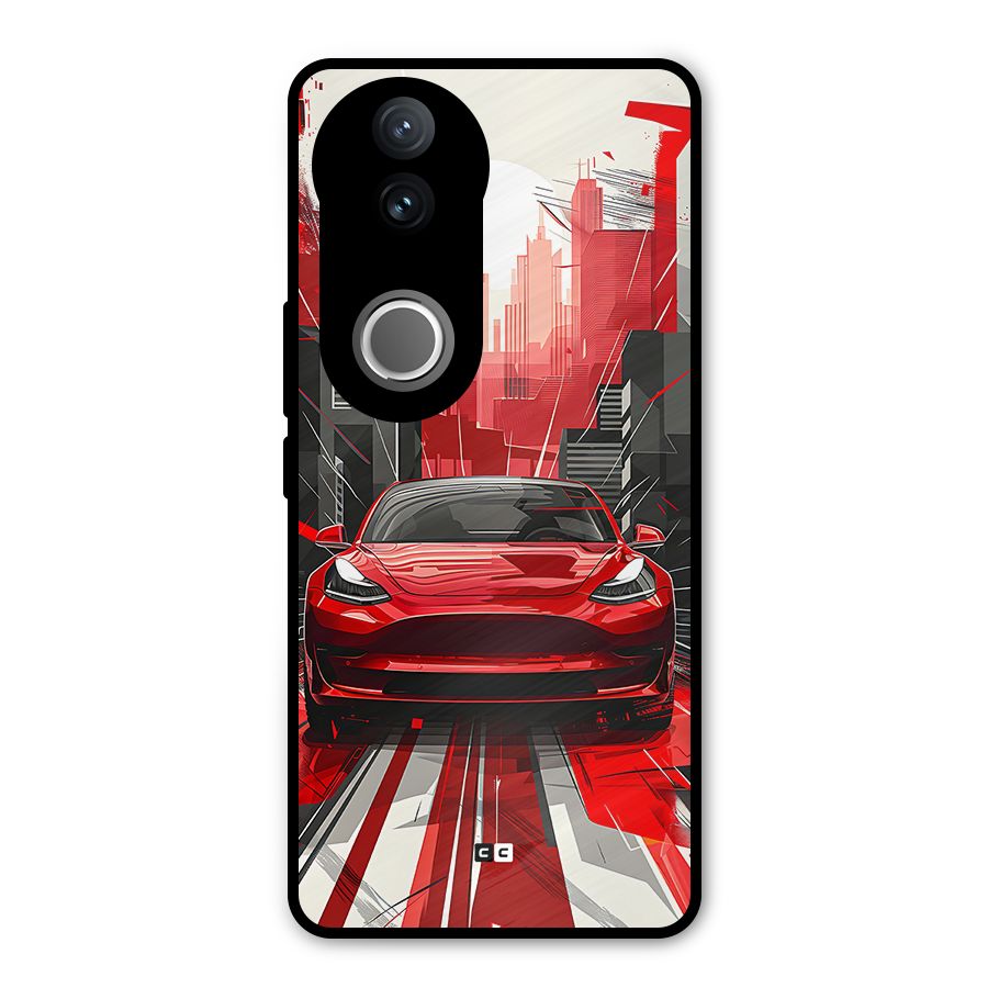 Red And Black Car Metal Back Case for Vivo V50e