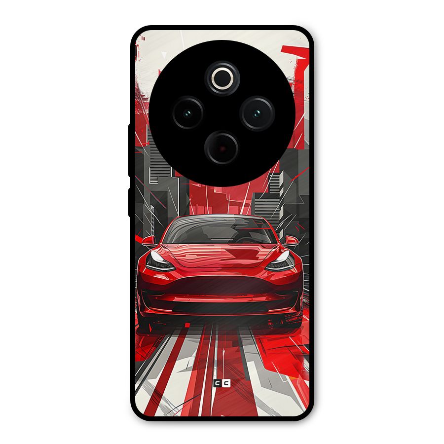 Red And Black Car Metal Back Case for iQOO Z10