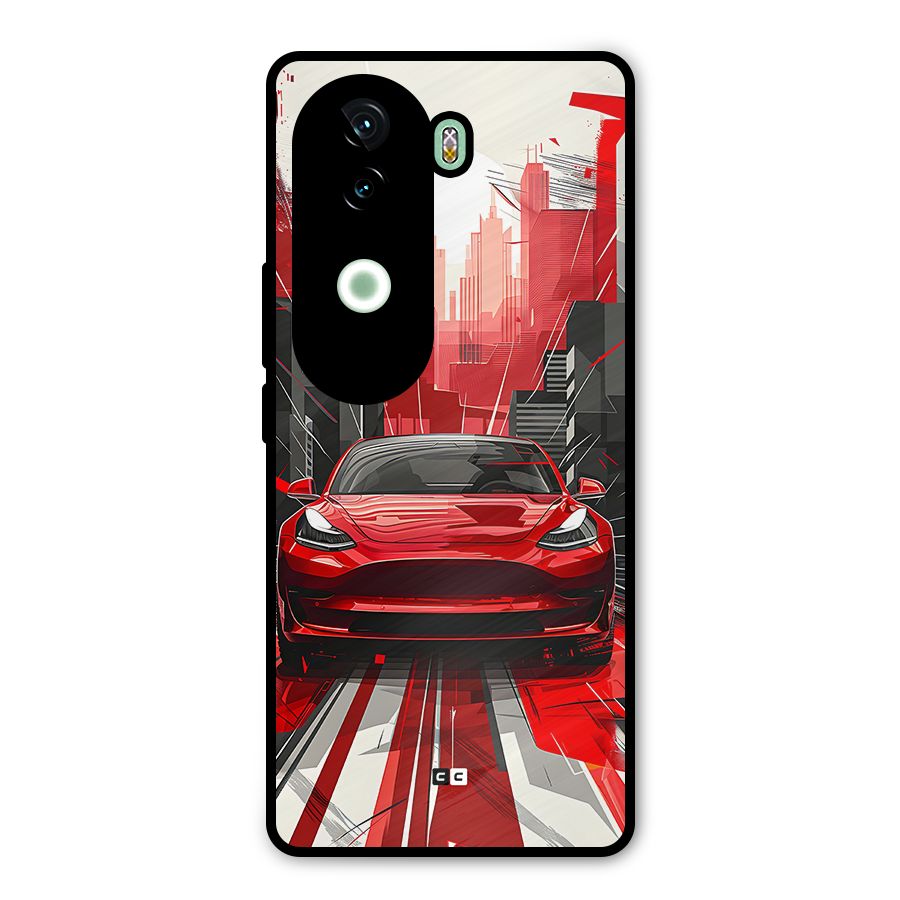 Red And Black Car Metal Back Case for iQOO Z9s