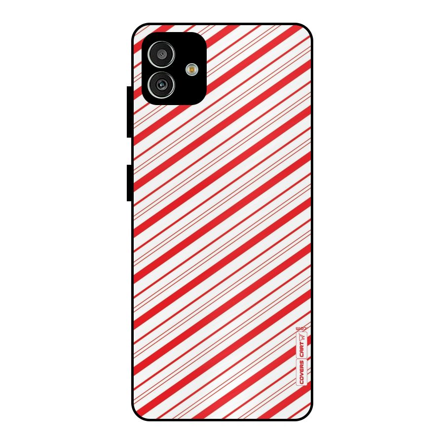 Red And White Diagonal Stripes Metal Back Case for Galaxy M13 5G