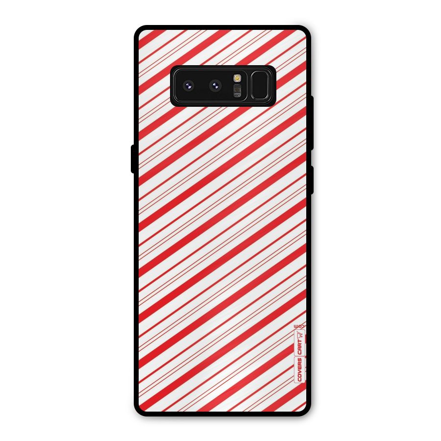 Red And White Diagonal Stripes Metal Back Case for Galaxy Note 8