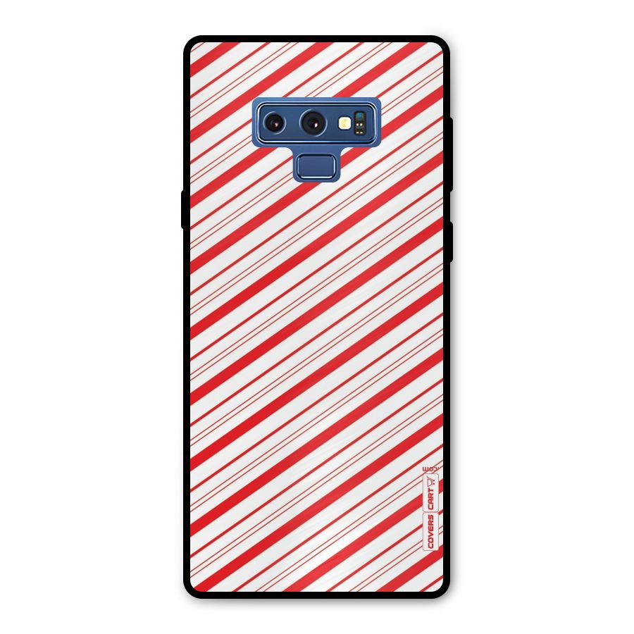 Red And White Diagonal Stripes Metal Back Case for Galaxy Note 9