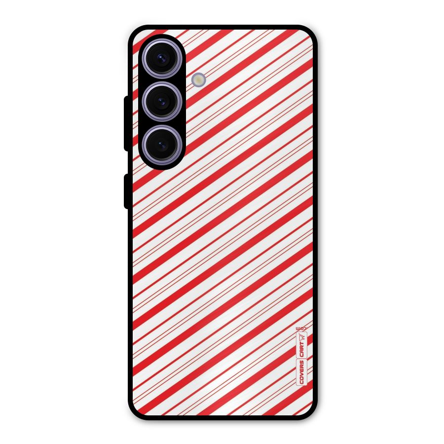 Red And White Diagonal Stripes Metal Back Case for Galaxy S24