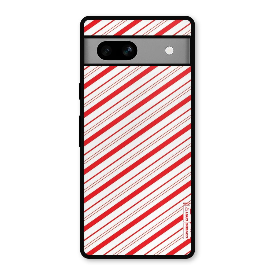 Red And White Diagonal Stripes Metal Back Case for Google Pixel 7a