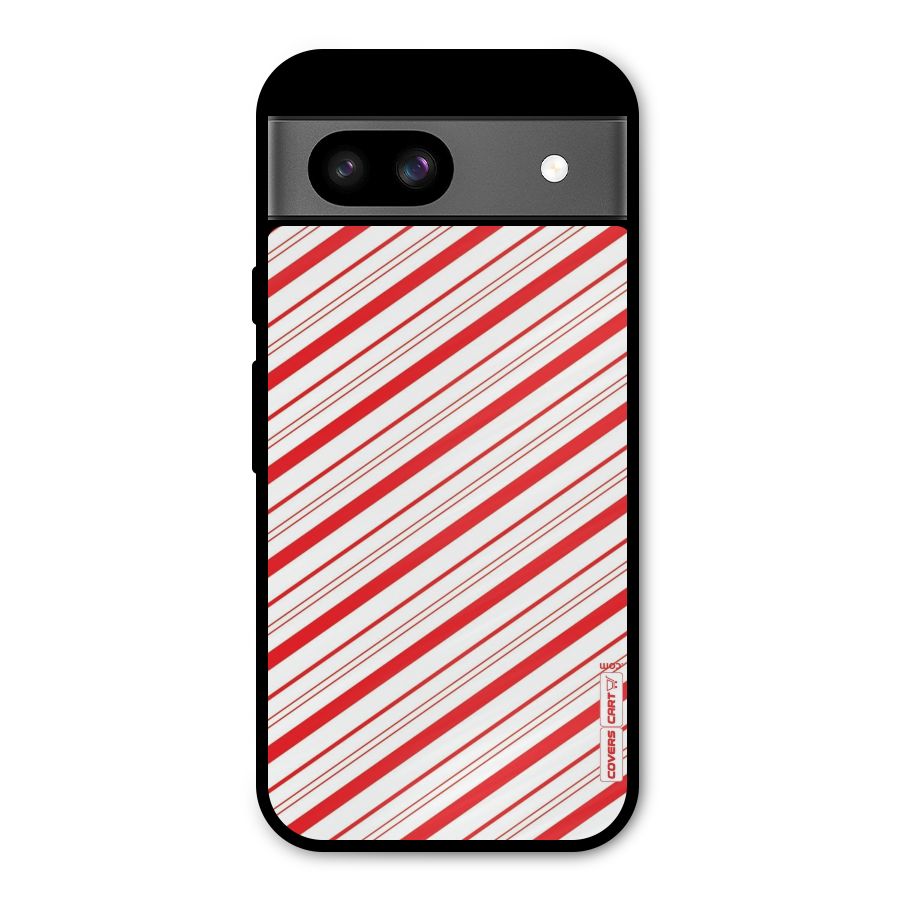 Red And White Diagonal Stripes Metal Back Case for Google Pixel 8a