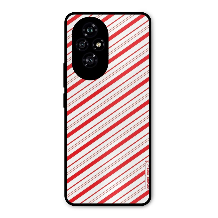 Red And White Diagonal Stripes Metal Back Case for Honor 200