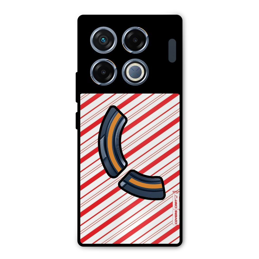 Red And White Diagonal Stripes Metal Back Case for Infinix GT 20 Pro