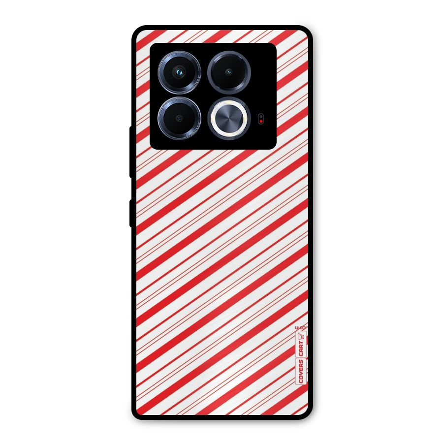 Red And White Diagonal Stripes Metal Back Case for Infinix Note 40 5G