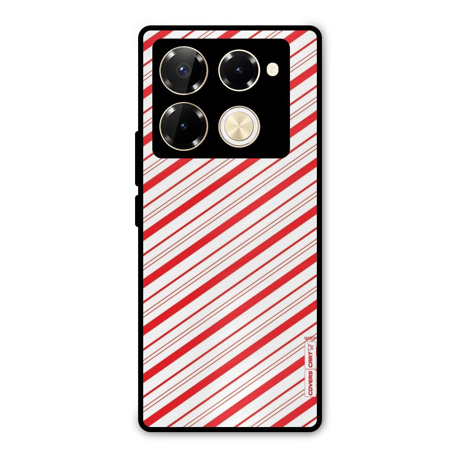 Red And White Diagonal Stripes Metal Back Case for Infinix Note 40 Pro Plus