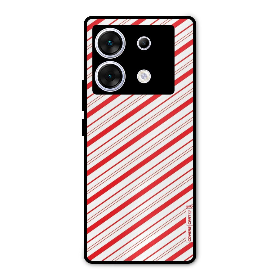 Red And White Diagonal Stripes Metal Back Case for Infinix Zero 30 5G