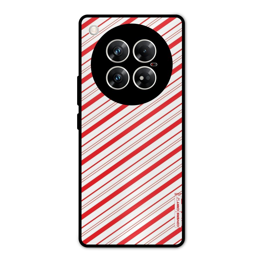 Red And White Diagonal Stripes Metal Back Case for Infinix Zero 40 5G
