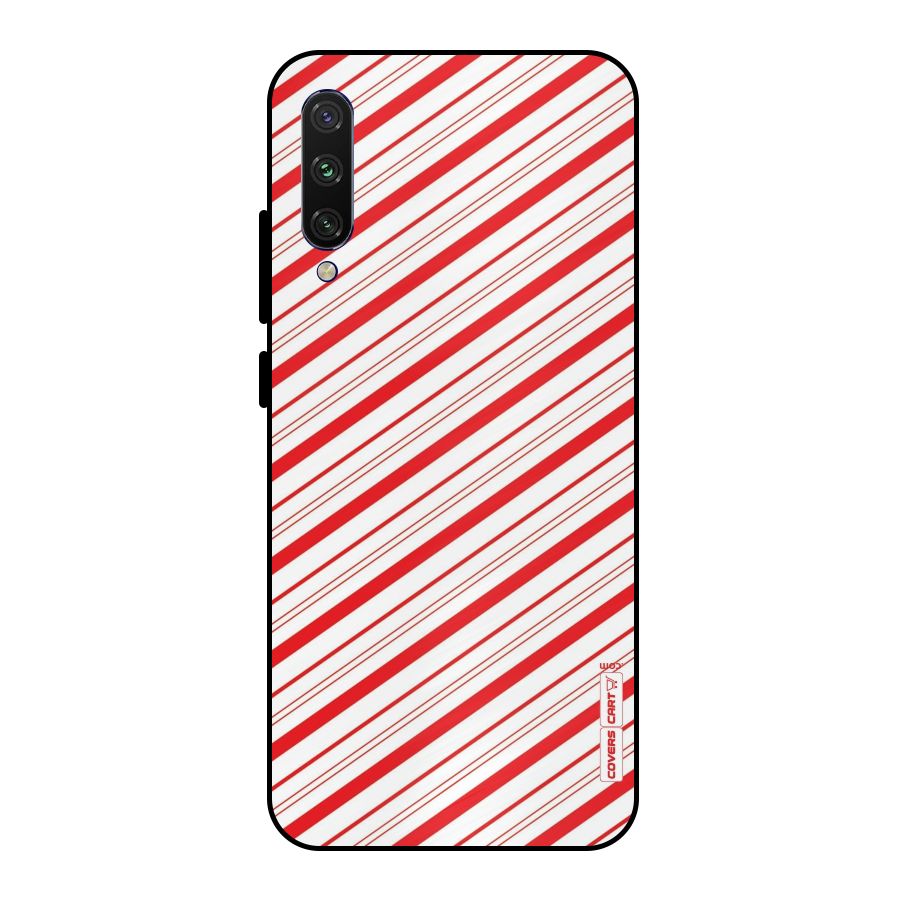 Red And White Diagonal Stripes Metal Back Case for Mi A3
