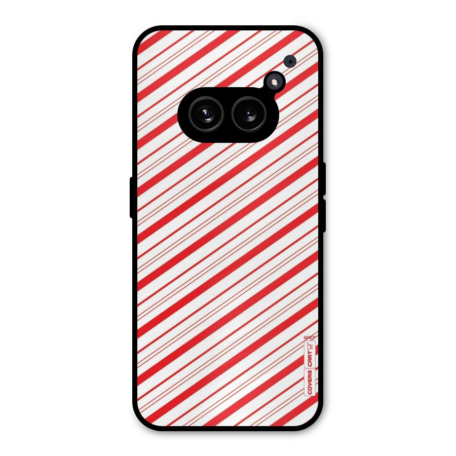 Red And White Diagonal Stripes Metal Back Case for Nothing Phone 2a Plus