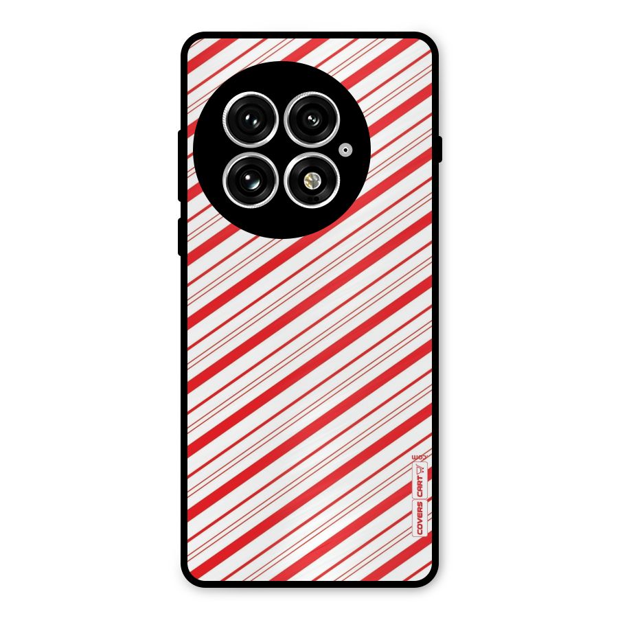 Red And White Diagonal Stripes Metal Back Case for OnePlus 13