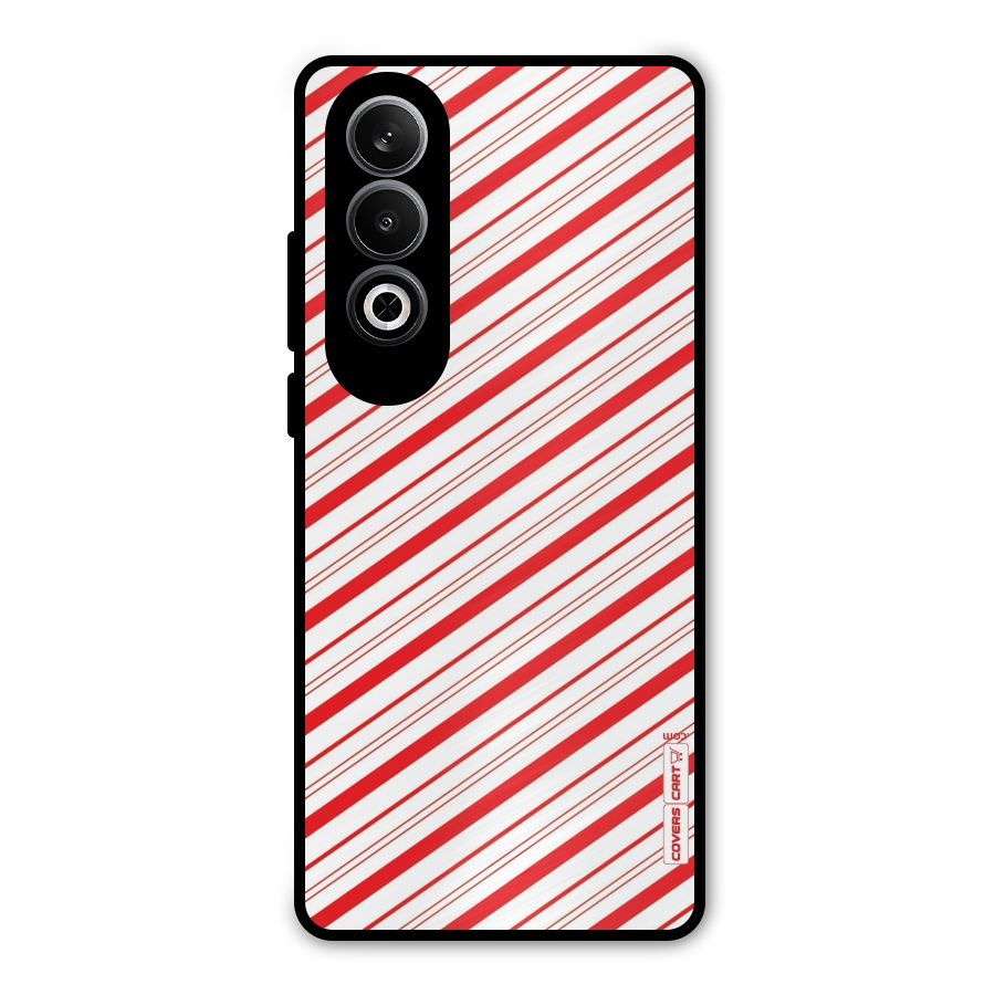 Red And White Diagonal Stripes Metal Back Case for OnePlus Nord CE4