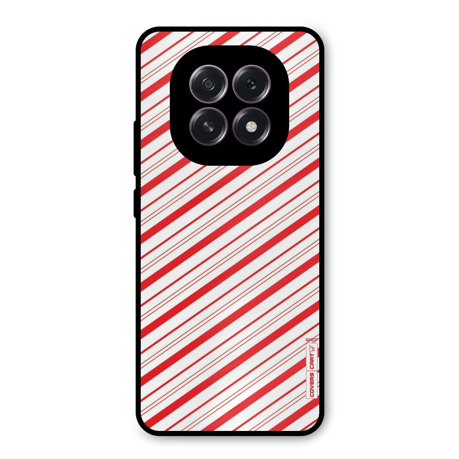 Red And White Diagonal Stripes Metal Back Case for Oppo F29