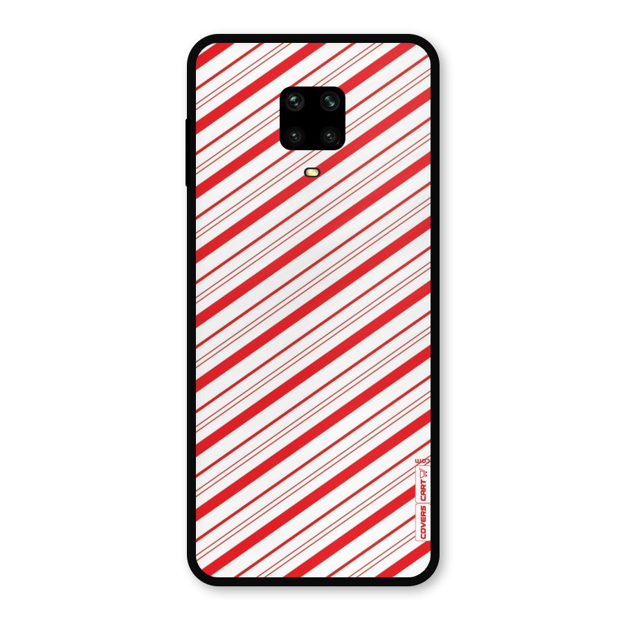 Red And White Diagonal Stripes Metal Back Case for Poco M2
