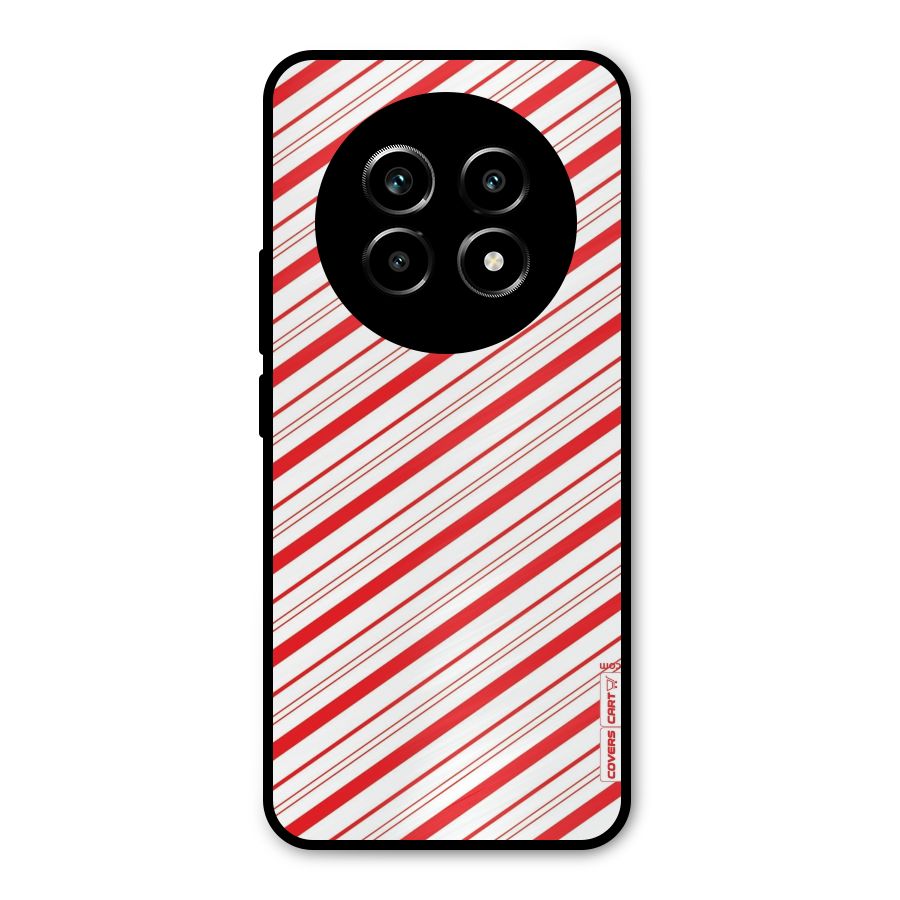 Red And White Diagonal Stripes Metal Back Case for Realme 13 Pro