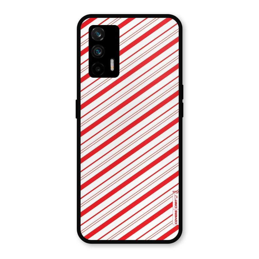 Red And White Diagonal Stripes Metal Back Case for Realme GT 5G