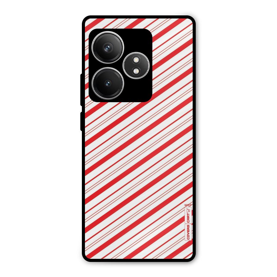 Red And White Diagonal Stripes Metal Back Case for Realme GT 6T