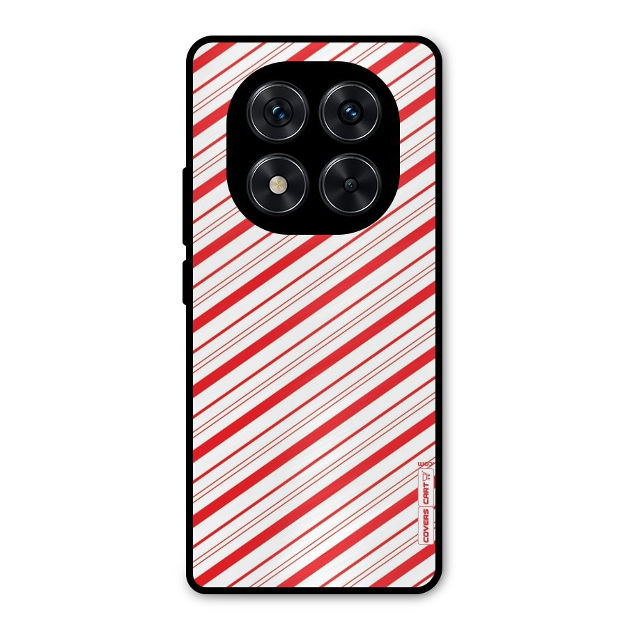 Red And White Diagonal Stripes Metal Back Case for Redmi Note 14 Pro 5G