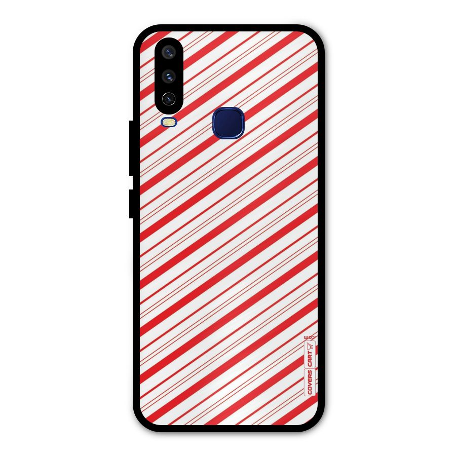 Red And White Diagonal Stripes Metal Back Case for Vivo V17