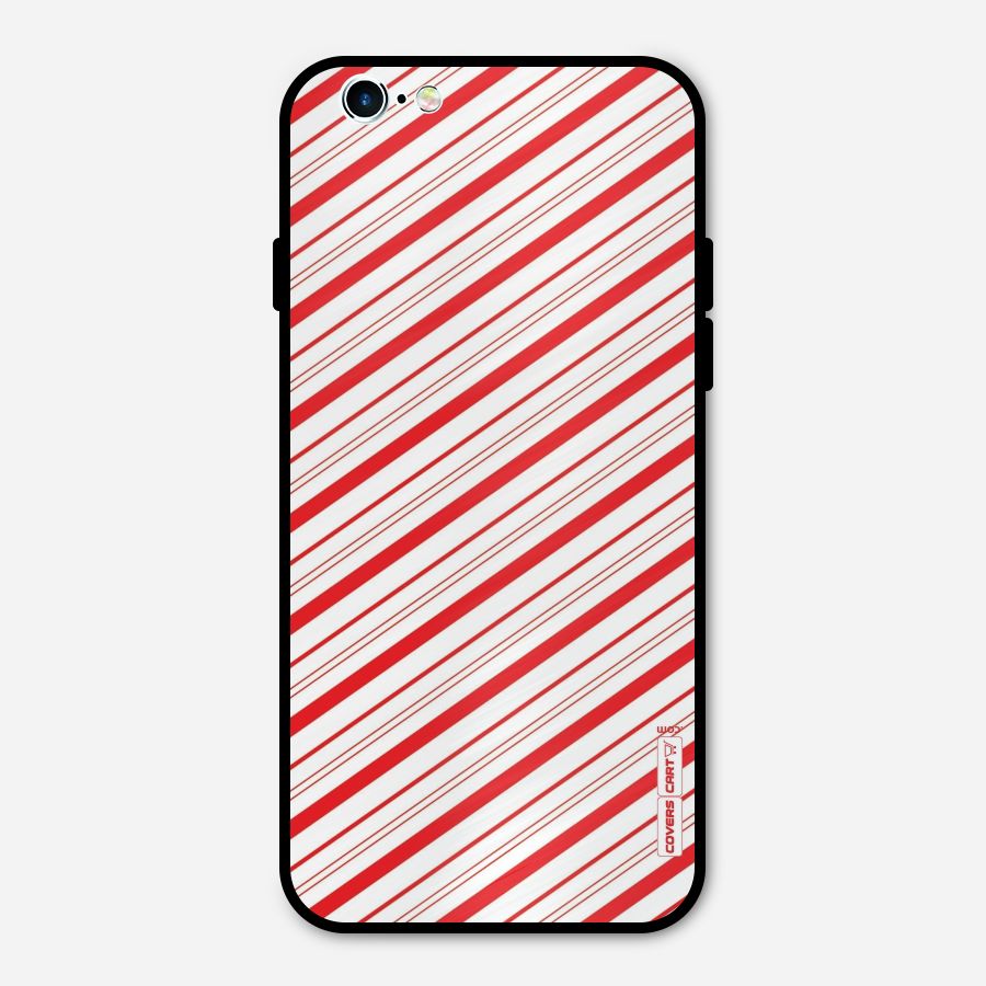 Red And White Diagonal Stripes Metal Back Case for iPhone 6 6s