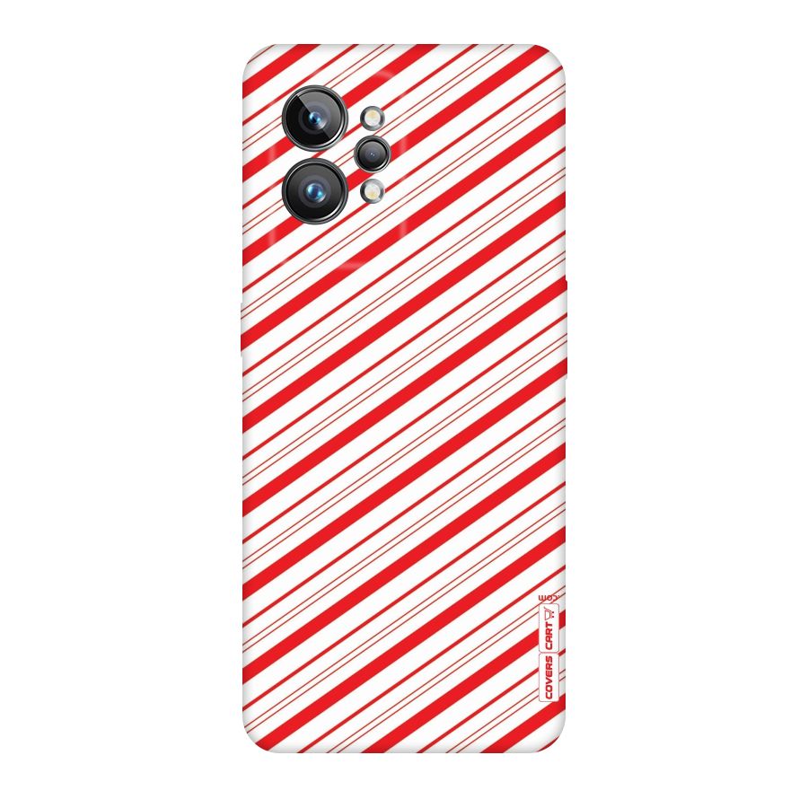 Red And White Diagonal Stripes Original Polycarbonate Back Case for Realme GT2 Pro