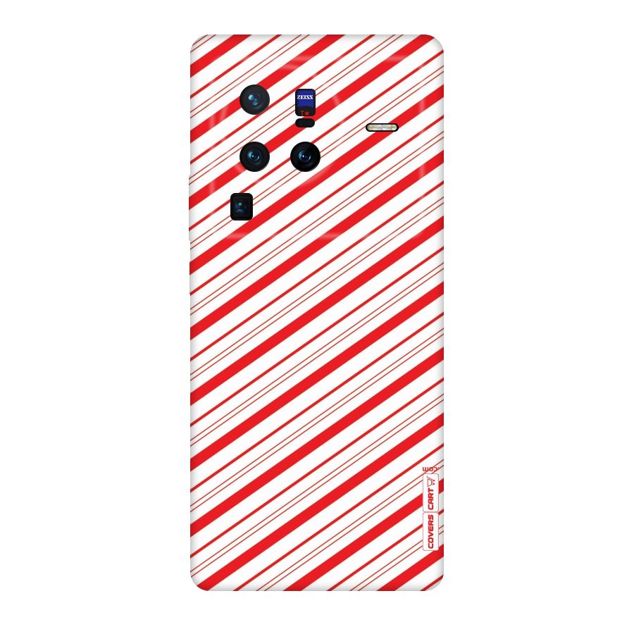 Red And White Diagonal Stripes Original Polycarbonate Back Case for Vivo X80