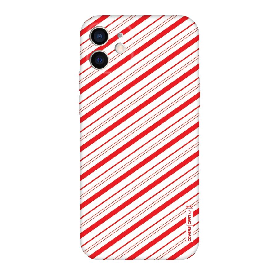 Red And White Diagonal Stripes Original Polycarbonate Back Case for iPhone 12