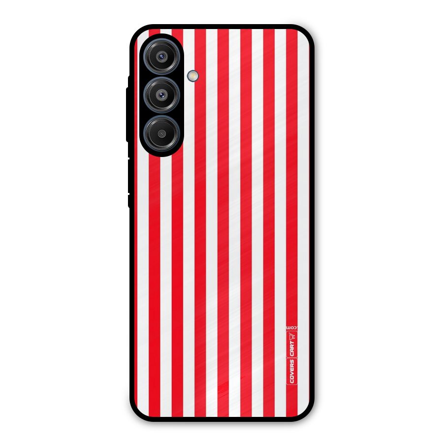 Red And White Straight Stripes Metal Back Case for Galaxy A16 5G