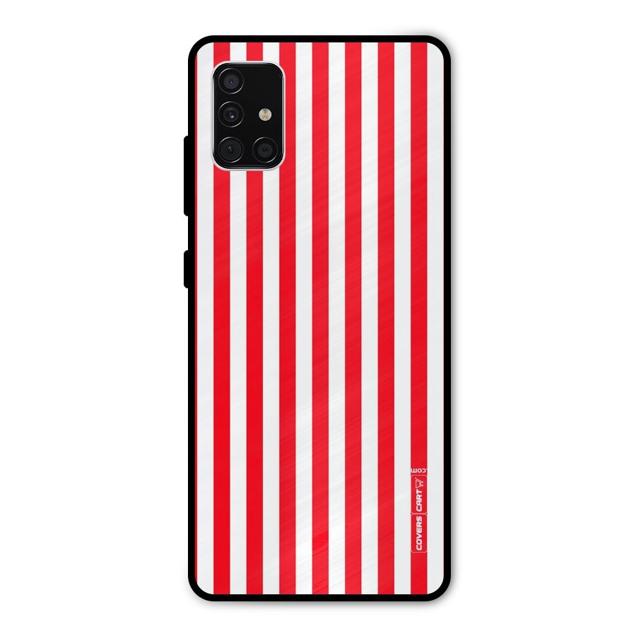 Red And White Straight Stripes Metal Back Case for Galaxy A51