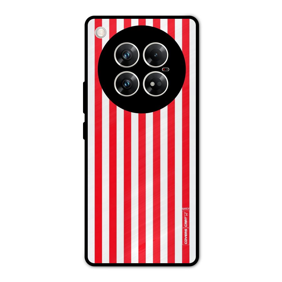 Red And White Straight Stripes Metal Back Case for Infinix Zero 40 5G