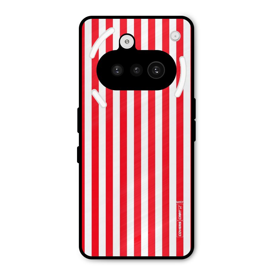 Red And White Straight Stripes Metal Back Case for Nothing Phone 3a