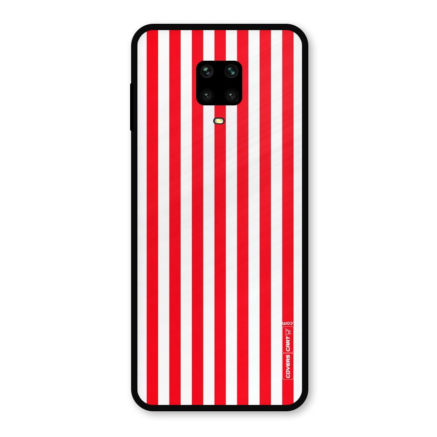 Red And White Straight Stripes Metal Back Case for Redmi Note 10 Lite