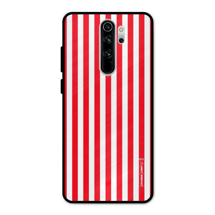 Red And White Straight Stripes Metal Back Case for Redmi Note 8 Pro