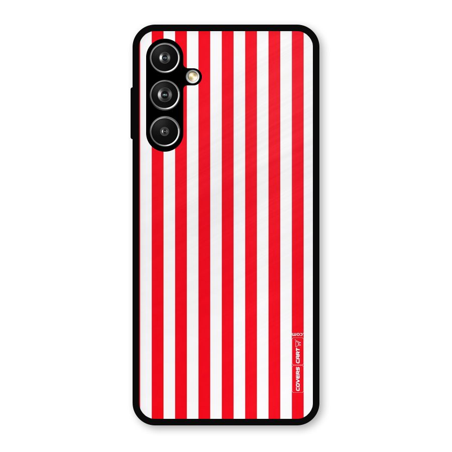 Red And White Straight Stripes Metal Back Case for Samsung Galaxy M54