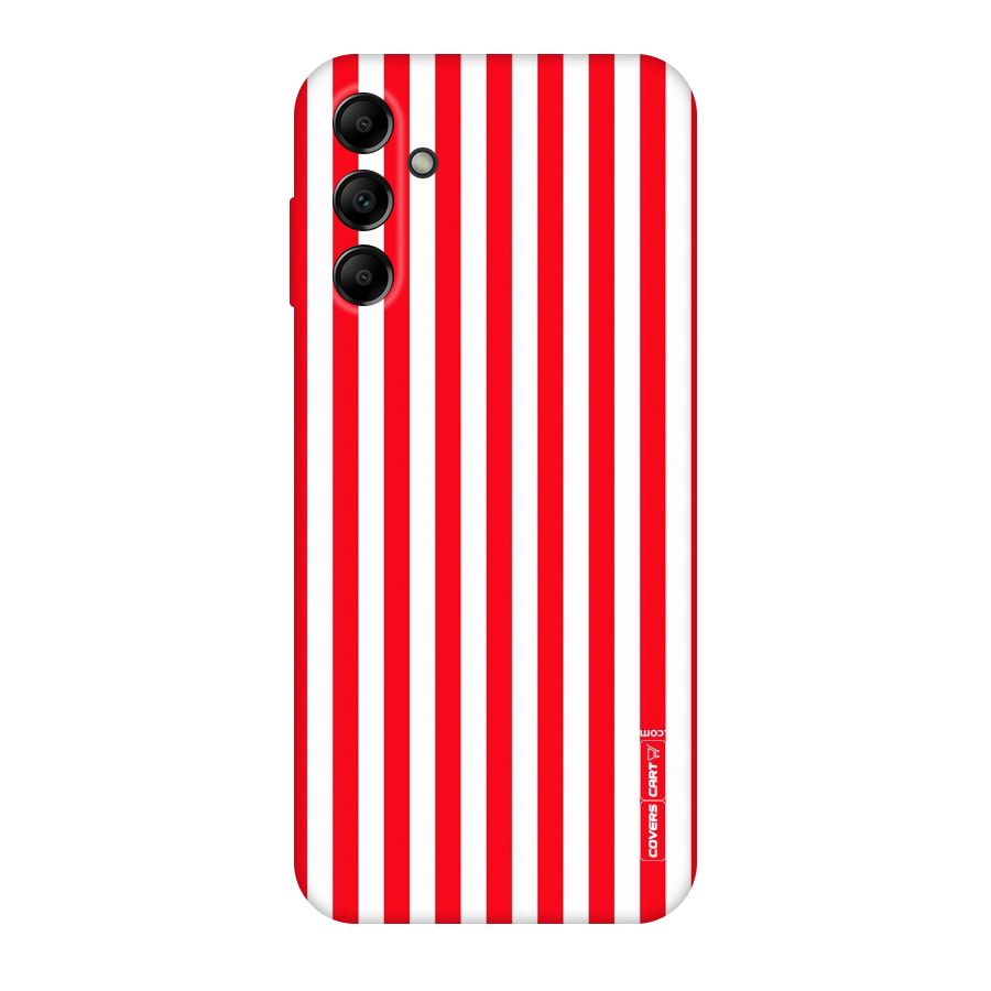 Red And White Straight Stripes Original Polycarbonate Back Case for Galaxy A14 5G