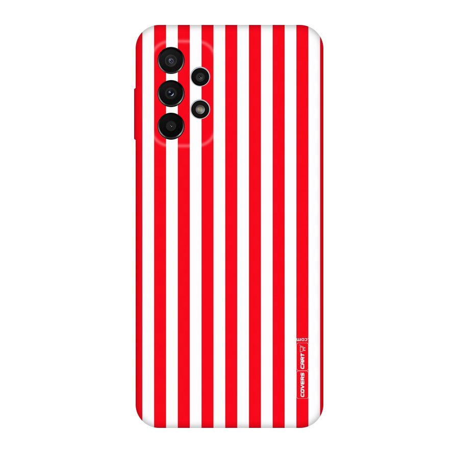 Red And White Straight Stripes Original Polycarbonate Back Case for Galaxy A23