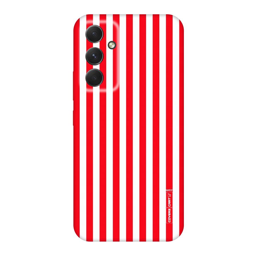 Red And White Straight Stripes Original Polycarbonate Back Case for Galaxy A54