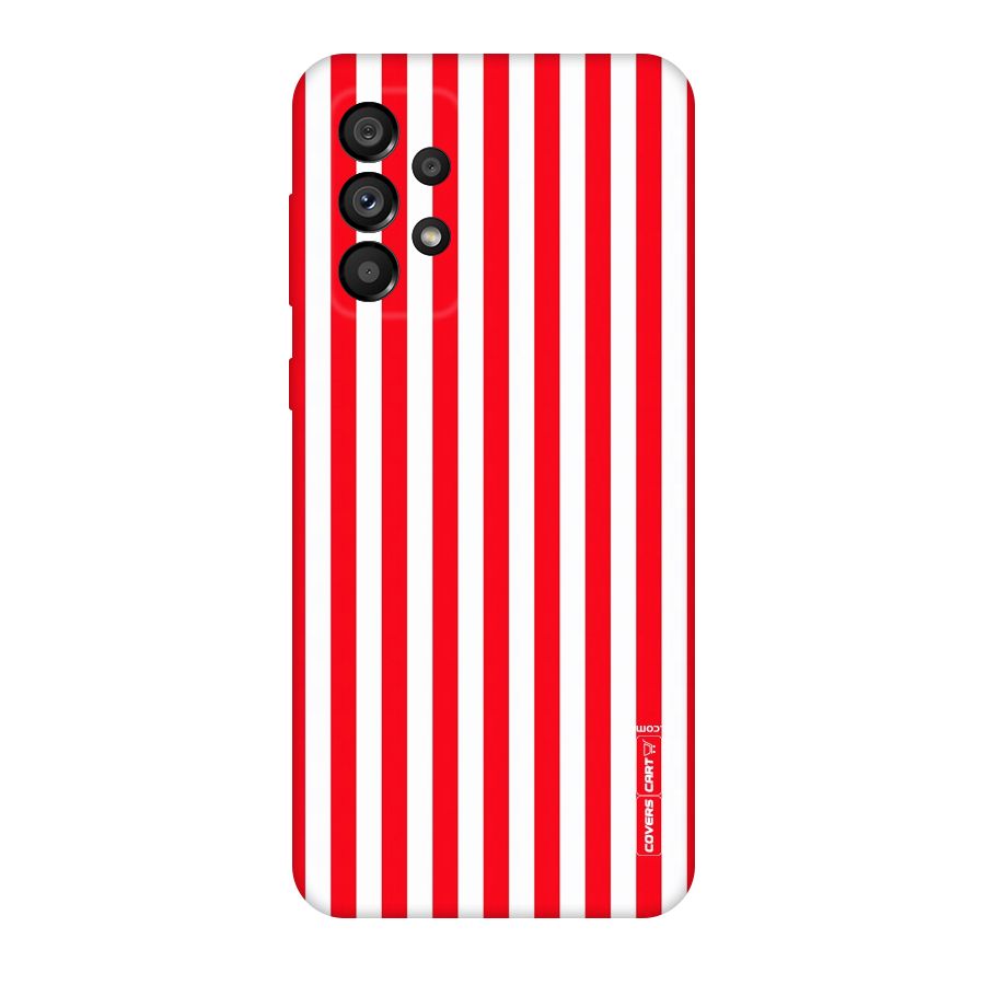 Red And White Straight Stripes Original Polycarbonate Back Case for Galaxy A73 5G