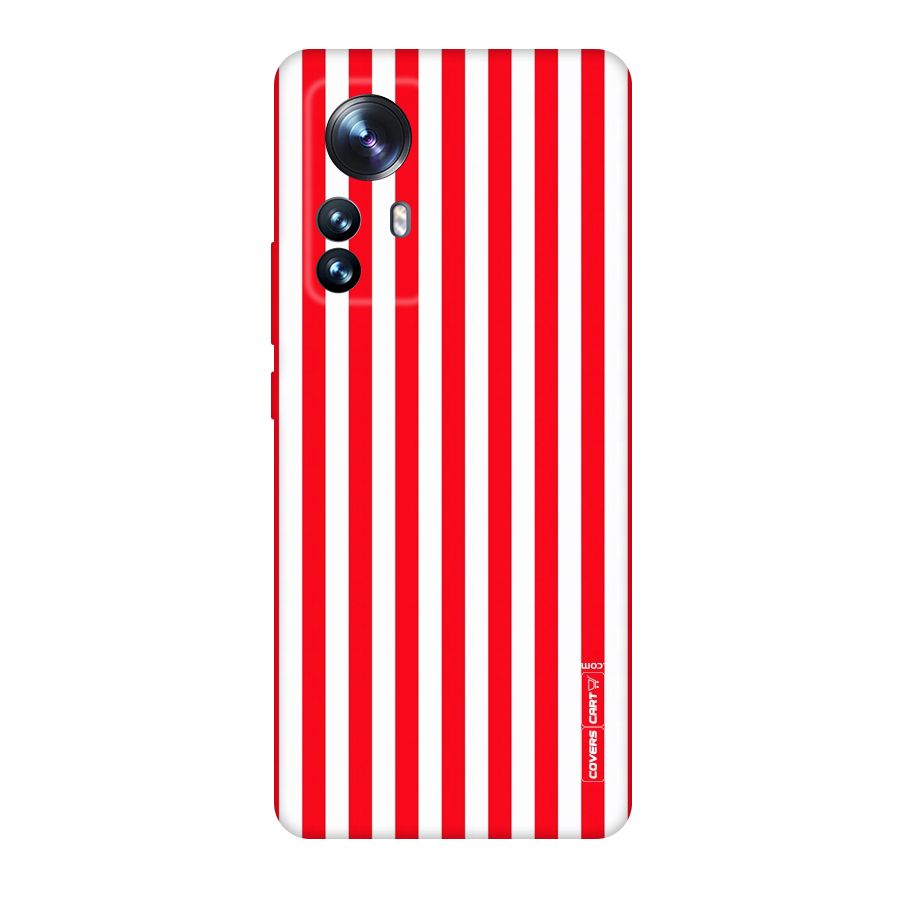 Red And White Straight Stripes Original Polycarbonate Back Case for Xiaomi 12 Pro