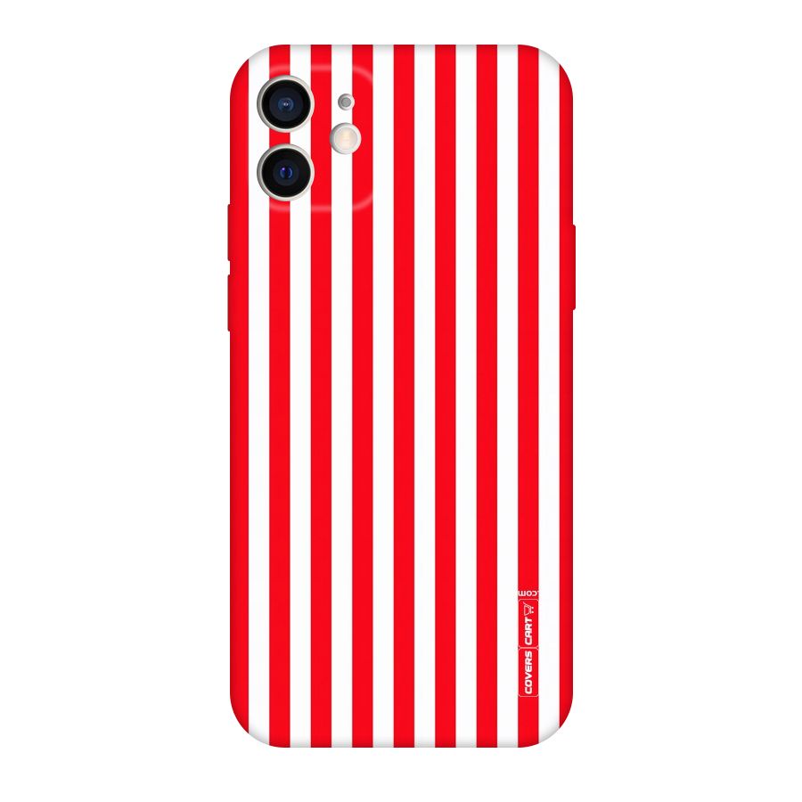 Red And White Straight Stripes Original Polycarbonate Back Case for iPhone 12