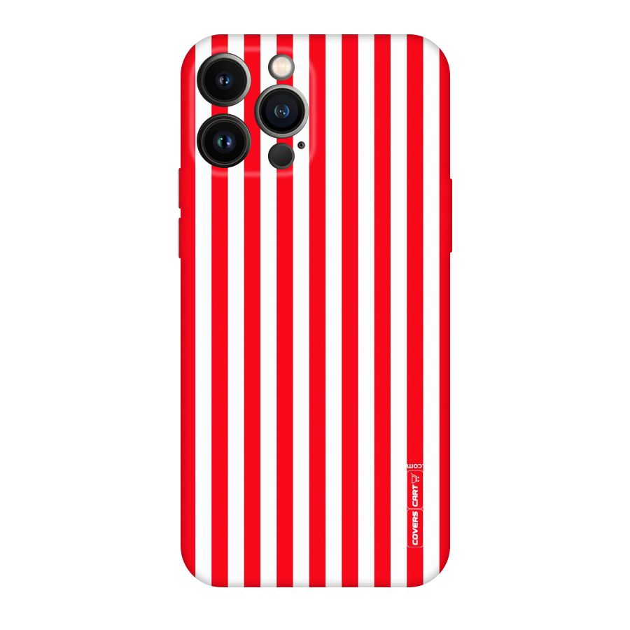 Red And White Straight Stripes Original Polycarbonate Back Case for iPhone 13 Pro Max