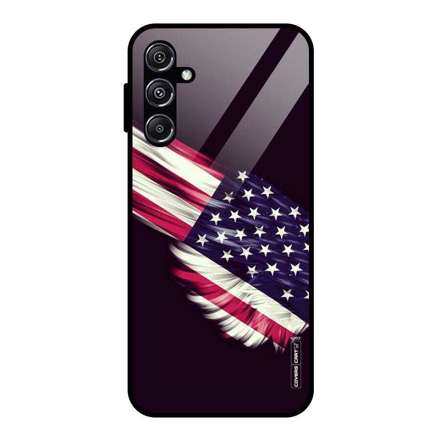 Red And White Stripes Stars Glass Back Case for Galaxy M34 5G