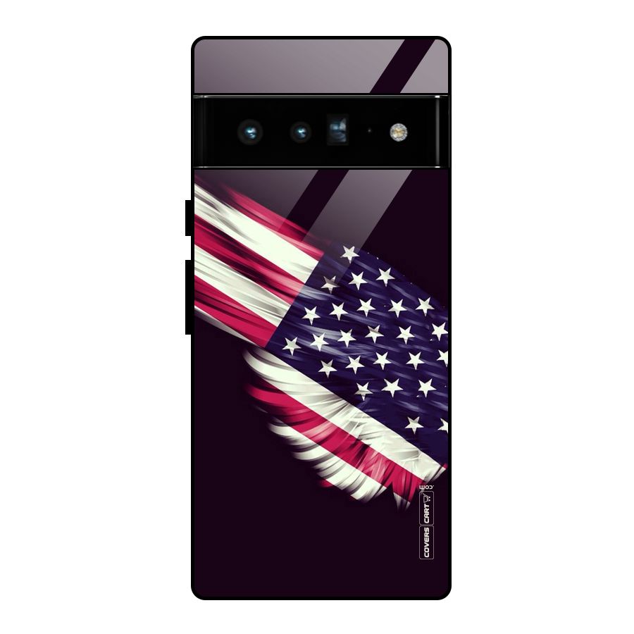 Red And White Stripes Stars Glass Back Case for Google Pixel 6 Pro