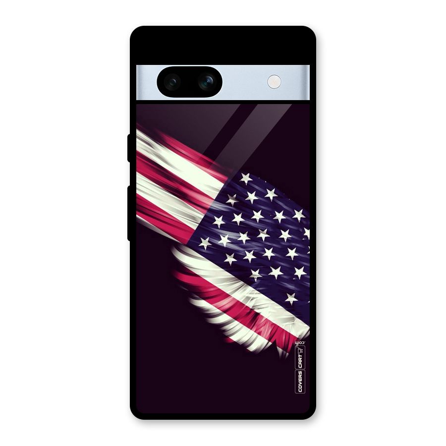 Red And White Stripes Stars Glass Back Case for Google Pixel 7a