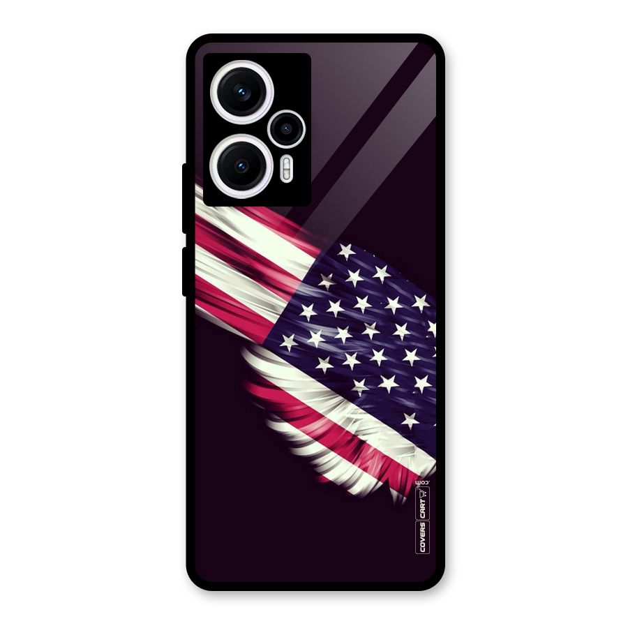 Red And White Stripes Stars Glass Back Case for Poco F5
