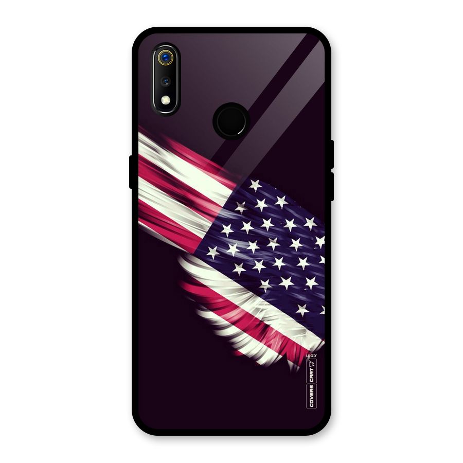 Red And White Stripes Stars Glass Back Case for Realme 3i